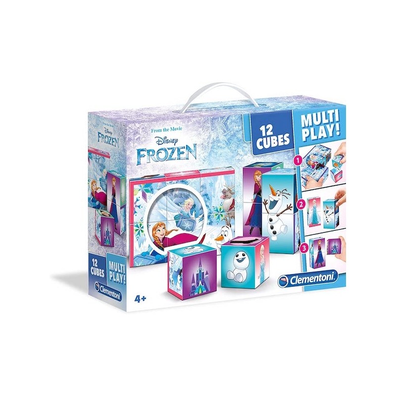 MULTIGIOCO DI FROZEN DISNEY DA 12 CUBI PER 3 GIOCHI COMPLETI