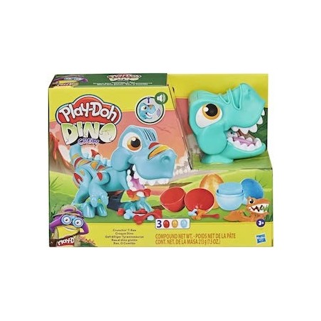 PLAY-DOH HASBRO DINO CREW - IL T-REX MANGIONE, DINOSAURO GIOCATTOLO CON SUONI DA DINOSAURO E 3 UOVA