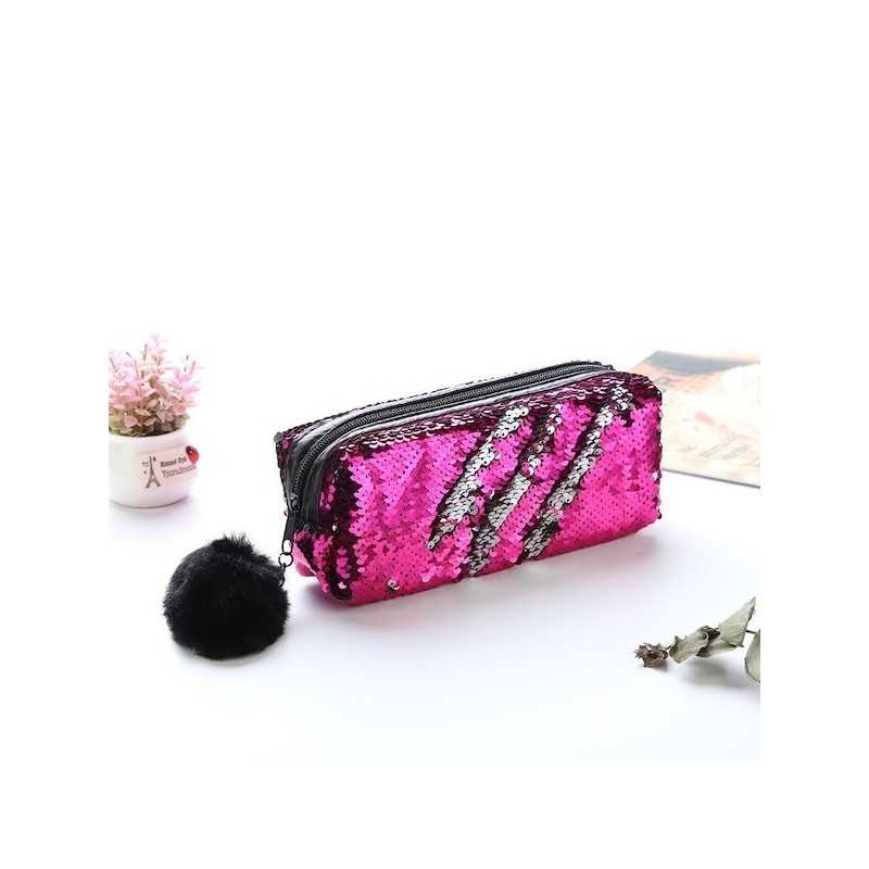 ASTUCCIO PAILLETTES CAMBIA COLORE FUCSIA E NERO