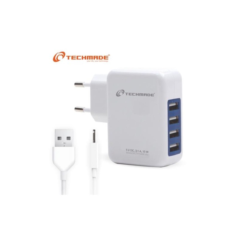 ALIMENTATORE CON 4 PRESE USB TECHMADE