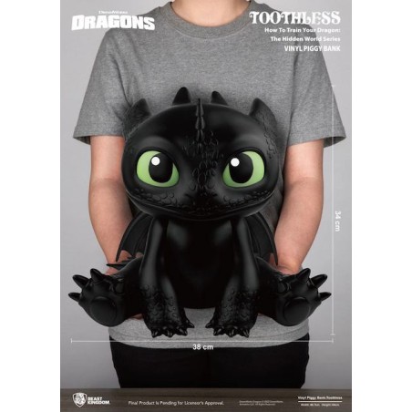 HOW TO TRAIN YOUR DRAGON PIGGY VINYL BANK TOOTHLESS - SDENTATO DI DRAGON TRAINER DA 34 CM