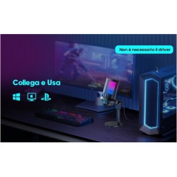 MICROFONO DA GAMING CON LUCI LED RGB + USCITA CUFFIA + FILTRO ANTIPOLVERE