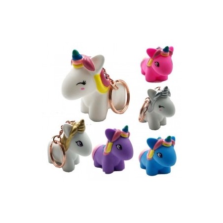 MINI UNICORNI ANTI STRESS CON CACCHINA GLITTERATA PORTACHIAVI