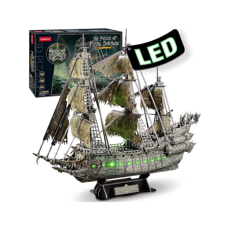 NAVE PIRATA - L'OLANDESE VOLANTE 3D PUZZLE DELLA NAVE FANTASMA DA 360 PEZZI + LUCI LED