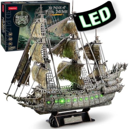 NAVE PIRATA - L'OLANDESE VOLANTE 3D PUZZLE DELLA NAVE FANTASMA DA 360 PEZZI + LUCI LED