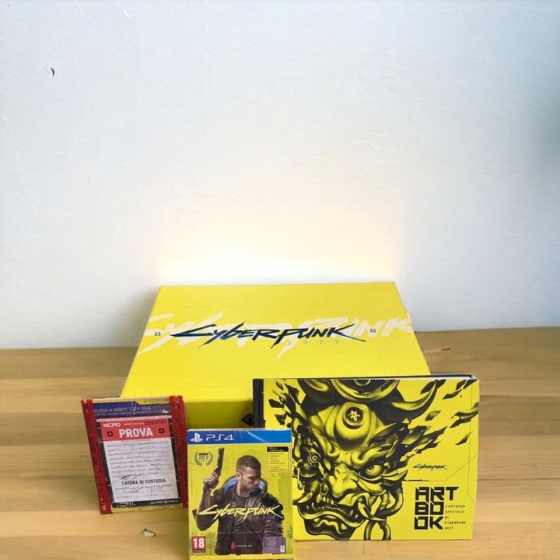 CYBERPUNK 2077 PER PS4 + BOX DA COLLEZIONE + ARTBOOK ITALIANO + GADGETS (EX ESPOSIZIONE)