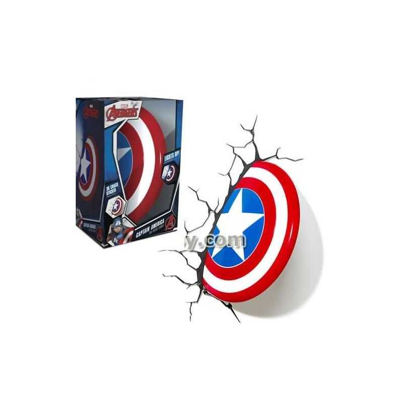 CAPTAIN AMERICA CON ADESIVO MURO SPACCATO LAMPADA DA PARETE MARVEL