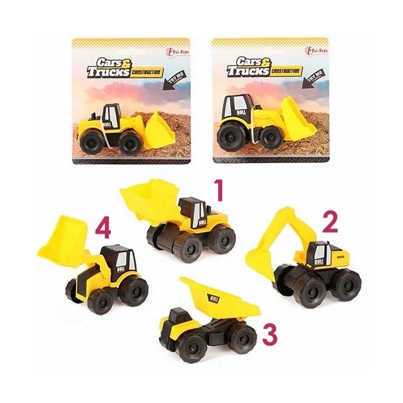 CARS&TRUCKS MINI VEICOLO DA CANTIERE 1PZ A SCELTA 6X13X14CM