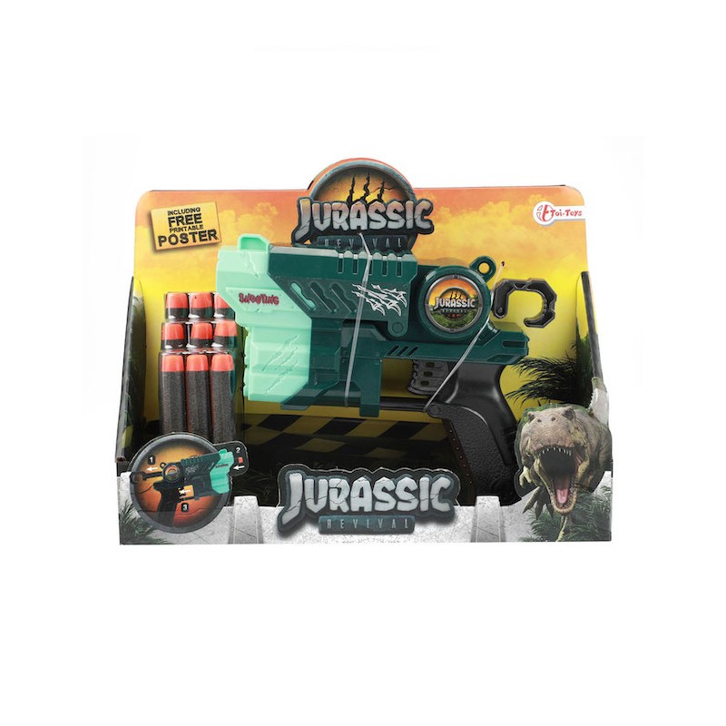 PISTOLA GIOCATTOLO WORLD OF DINOSAURS IN STILE NERF +6 ANNI