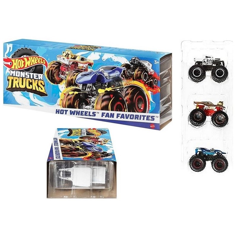 HOT WHEELS MONSTER TRUCKS I PREFERITI DEI FAN 1:64 CONFEZIONE DA 3 15X37 CM