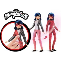 BAMBOLA MIRACOLOUS DA LADYBUG A MARINETTE CON PAGLIETTE GIRA E BRILLA